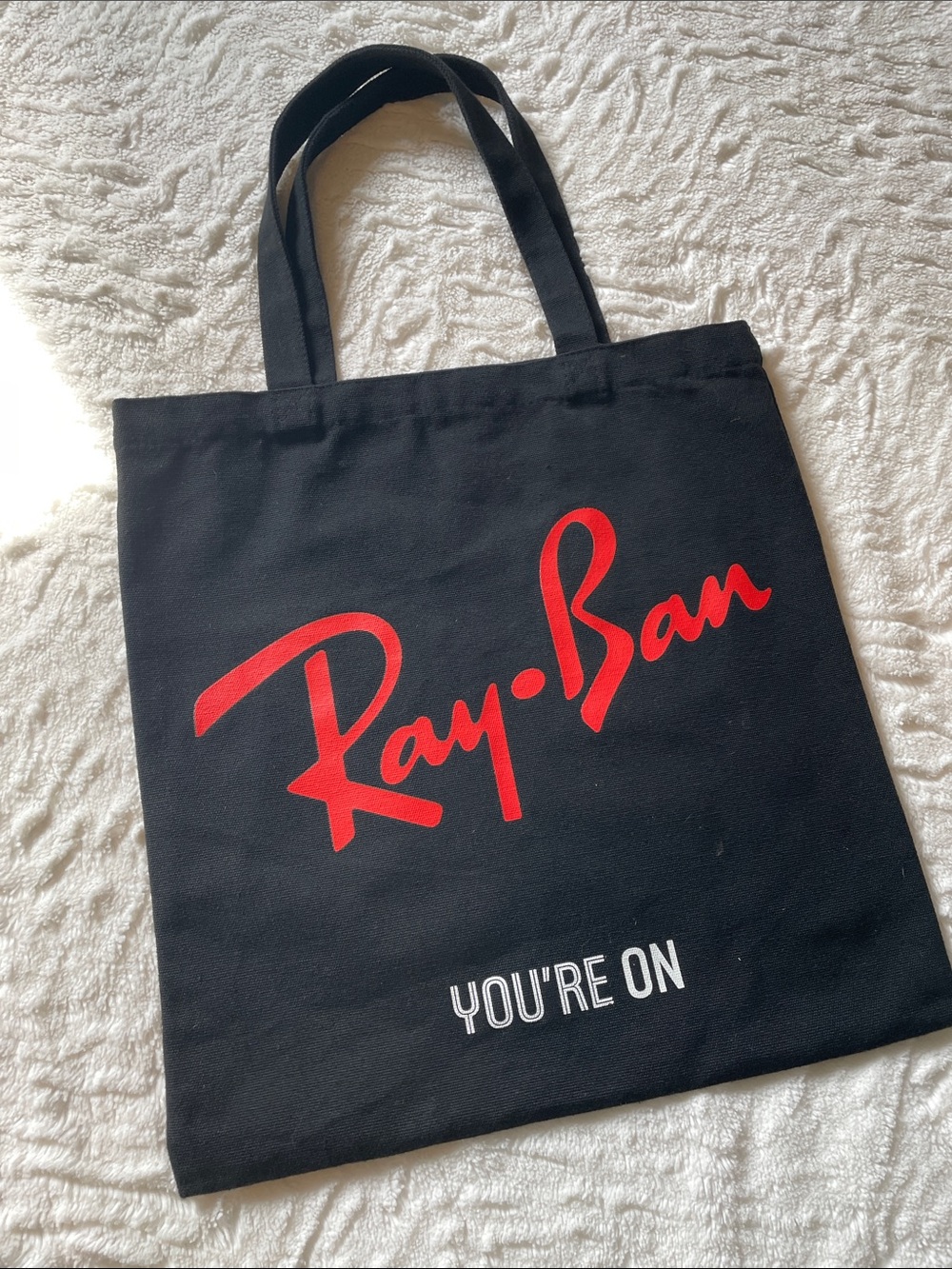Ray-Ban Black Tote Bag with Red Logo